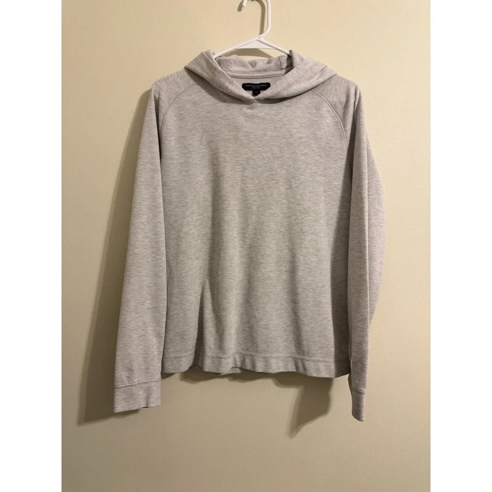 Banana Republic Hoodie Sweater Mens Medium Light‎ Beige Cotton Pullover